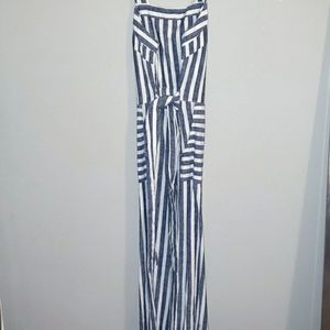 DIP - Linen Stripe Culotte Romper/Jumper/Jumpsuit - Blue/White